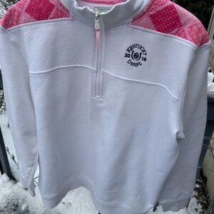Vineyard Vines White and Pink Women's Top Kentucky Derby Half Zip 2018